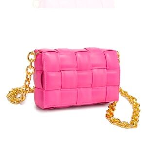 NWT URBAN EXPRESSIONS INES CROSSBODY VEGAN LEATHER BAG IN PINK CHAIN HANDLES